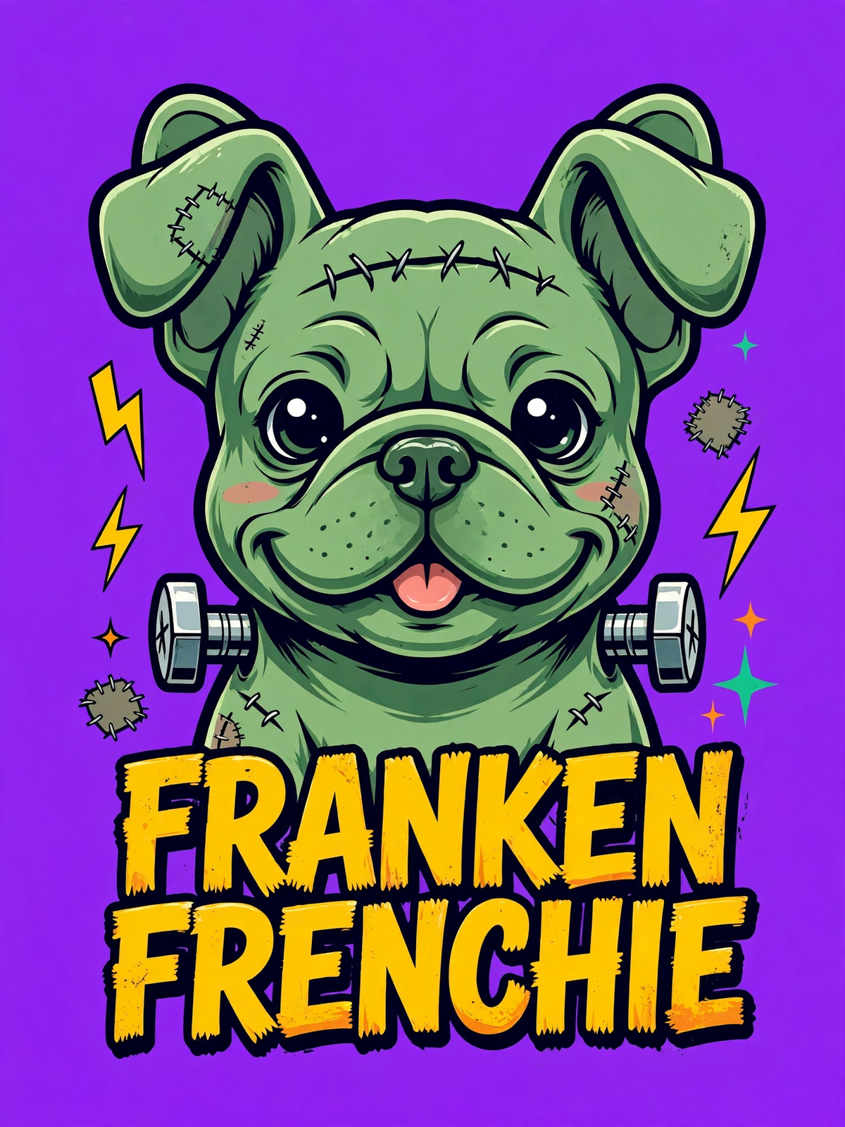 Franken Frenchie Sweatshirt - Frankenstein French Bulldog Halloween Sweatshirt - design