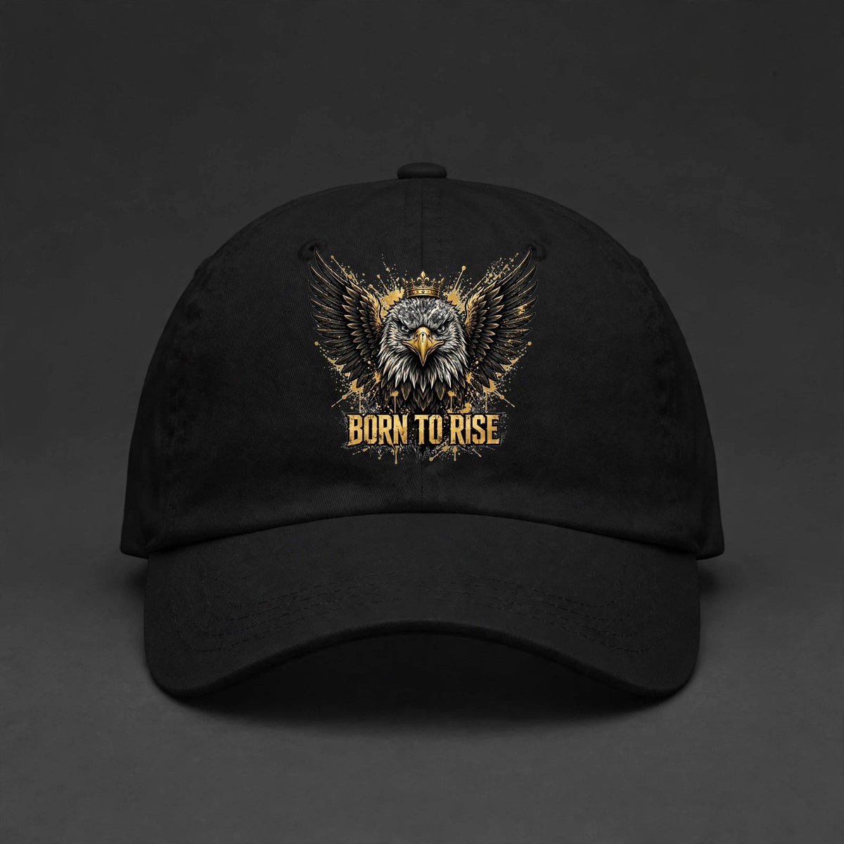 Born to Rise Eagle Cap - Crowned Eagle Gold Dad Hat - main