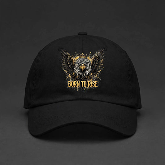 Born to Rise Eagle Cap - Crowned Eagle Gold Dad Hat - main
