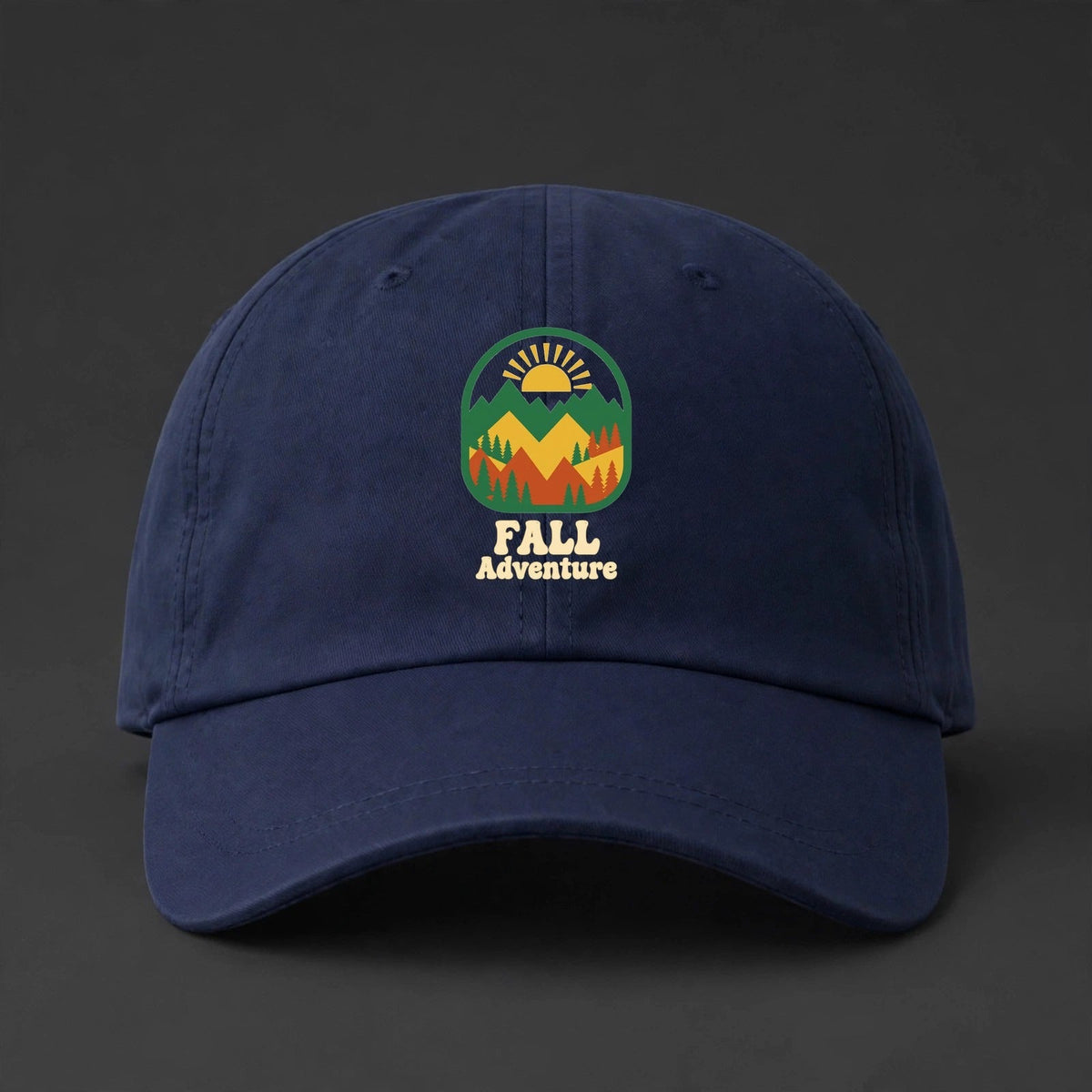 Fall Adventure Cap - Mountains and Pines Autumn Dad Hat - main