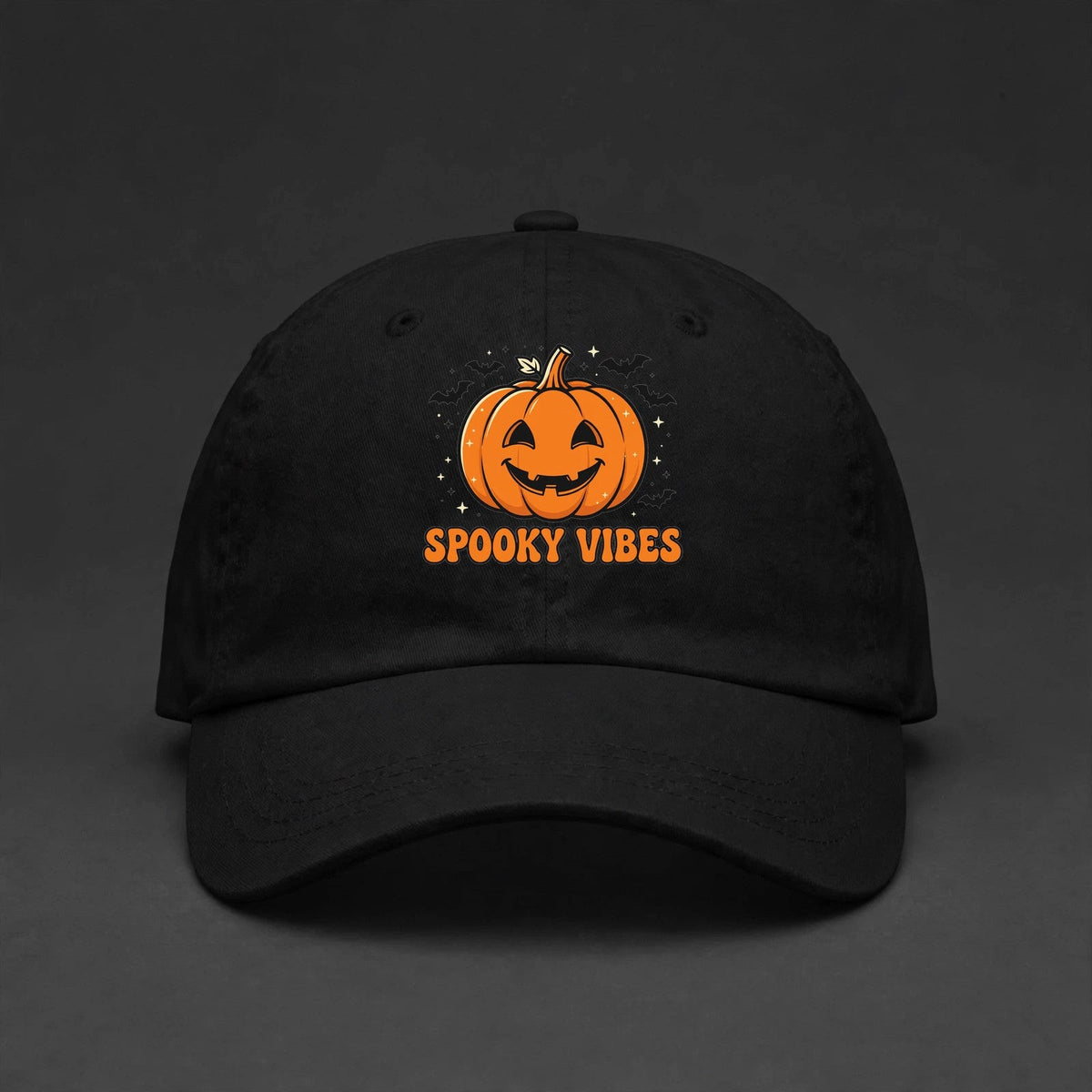 Spooky Vibes Cap - Jack-O'-Lantern Halloween Dad Hat - black