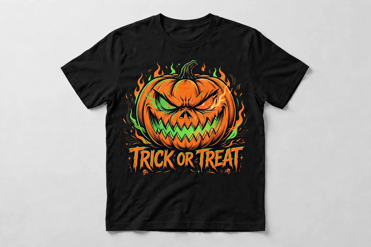 Trick or Treat Pumpkin T-Shirt - Fierce Jack-O'-Lantern Halloween Graphic Tee