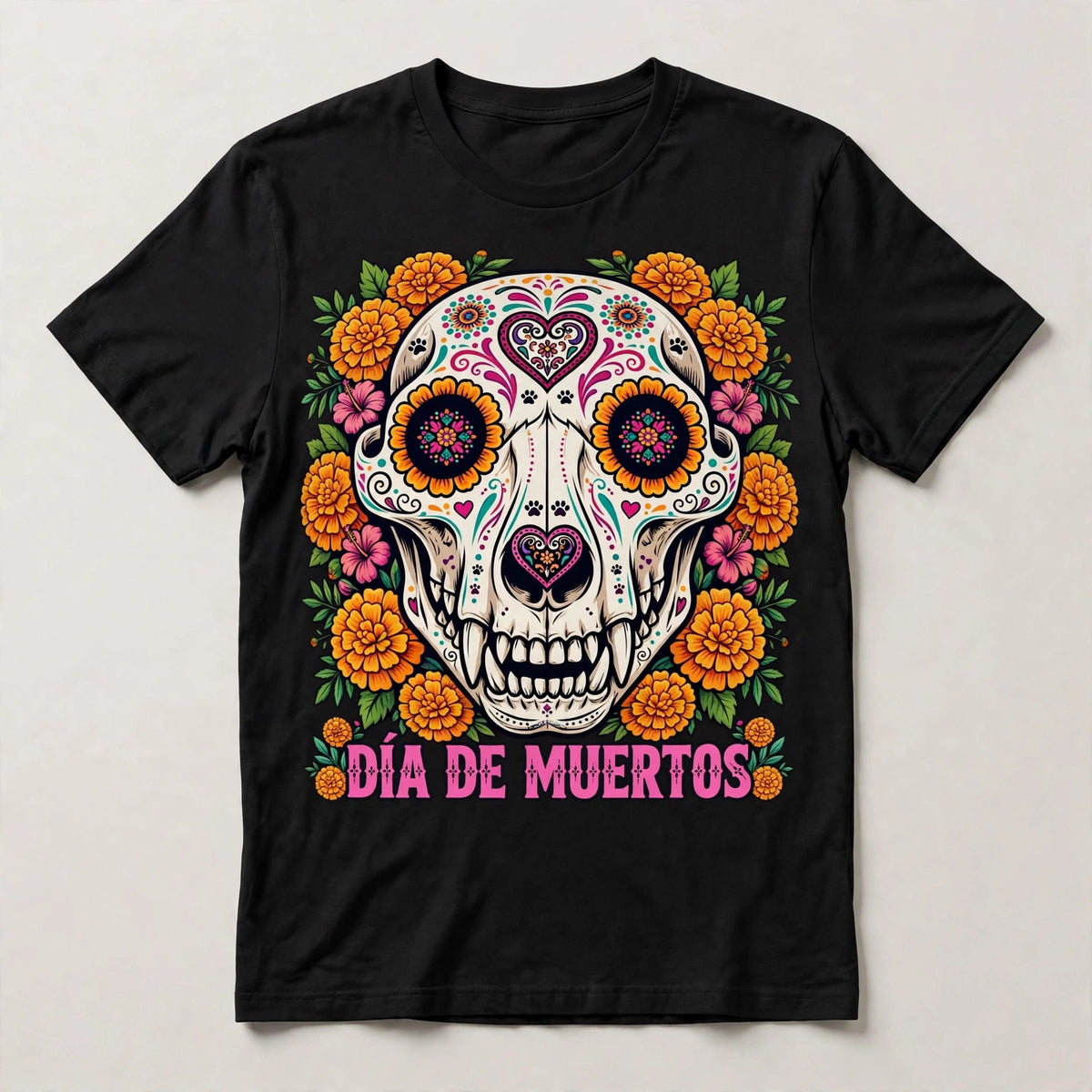 Día de Muertos Dog T-Shirt - Sugar Skull Pup Graphic Tee