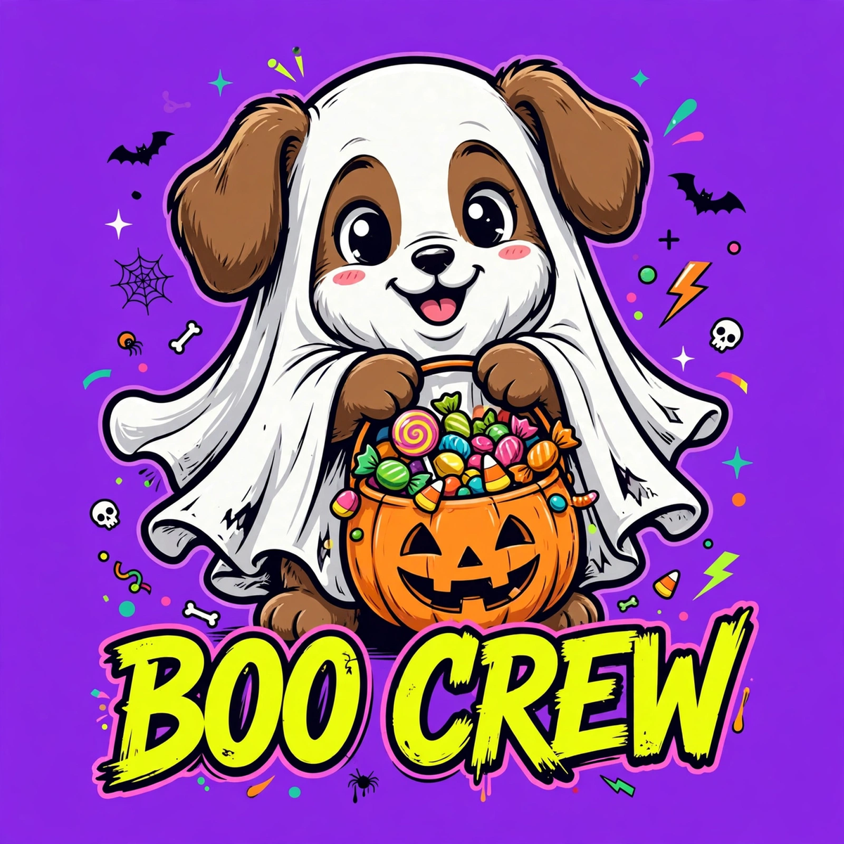 Boo Crew Ghost Pup Sweatshirt - Cute Halloween Dog Graphic Sweatshirt - design