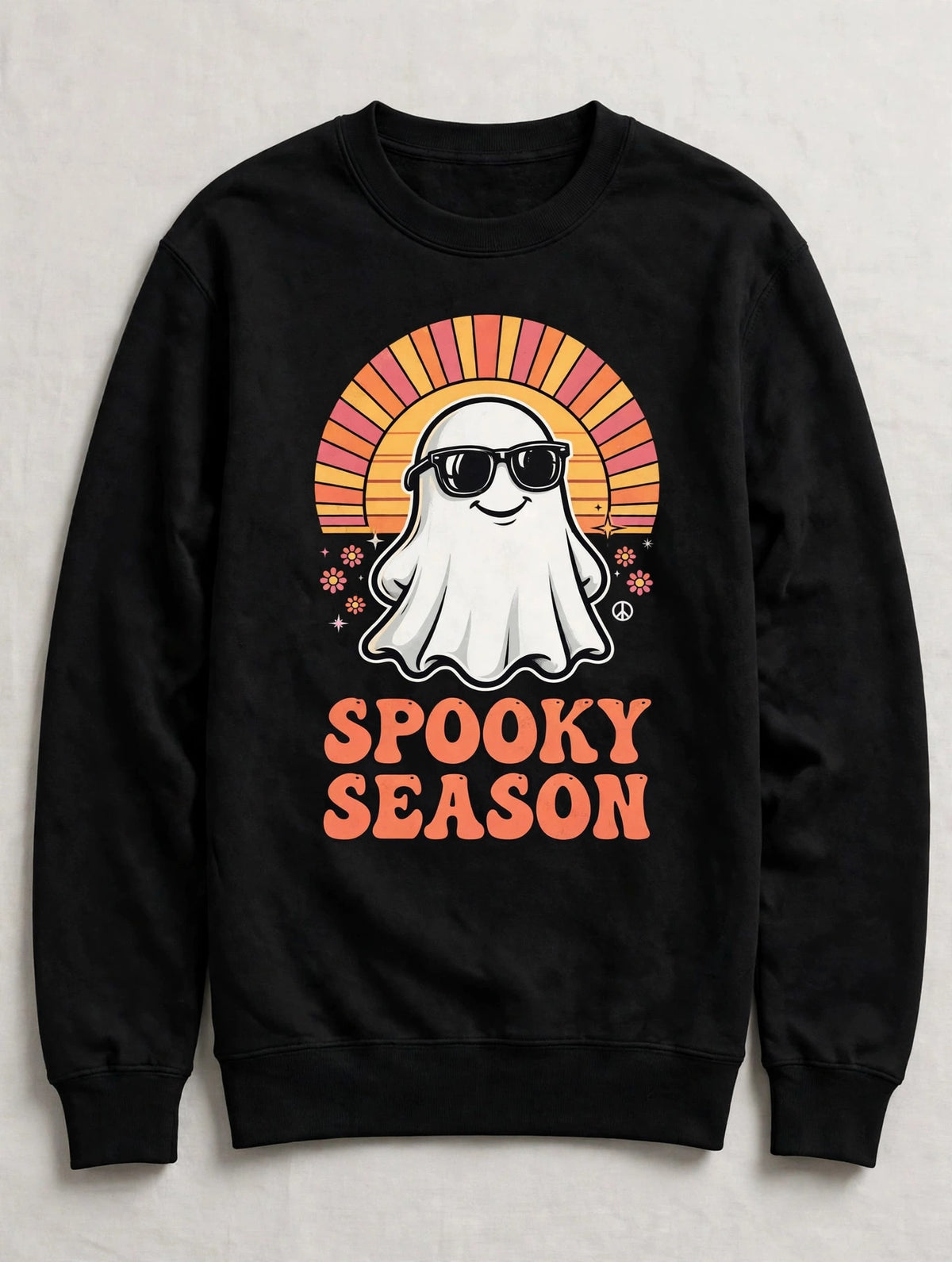 Spooky Season Retro Ghost Sweatshirt - Vintage Halloween Graphic Sweatshirt