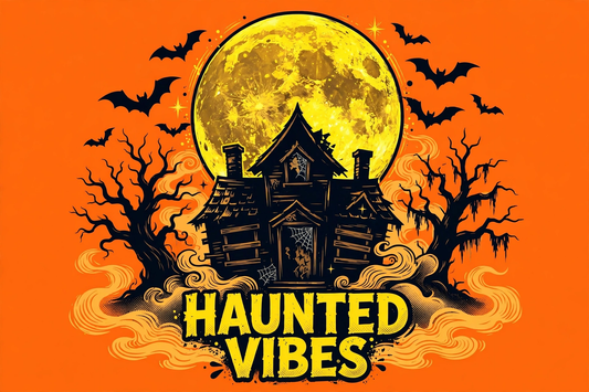 Haunted Vibes Sweatshirt - Haunted House Full Moon Halloween Sweatshirt - design