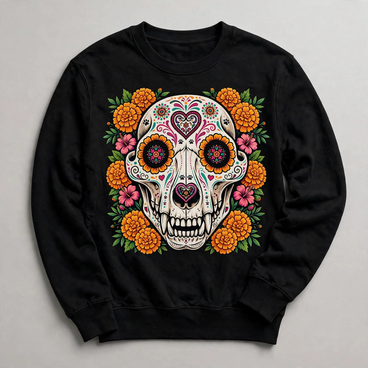 Día de Muertos Dog Sweatshirt - Sugar Skull Pup Graphic Sweatshirt