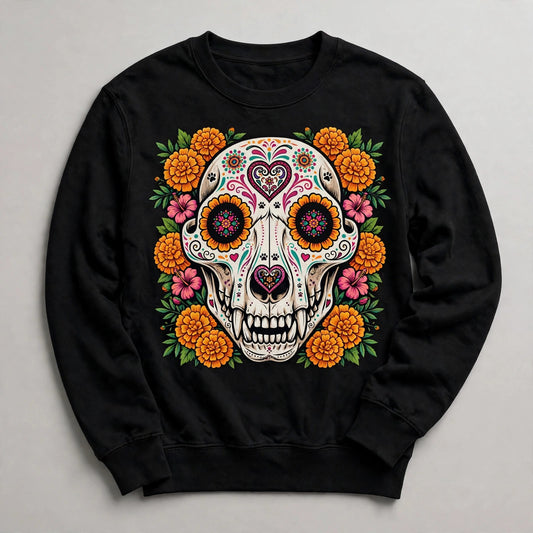 Día de Muertos Dog Sweatshirt - Sugar Skull Pup Graphic Sweatshirt