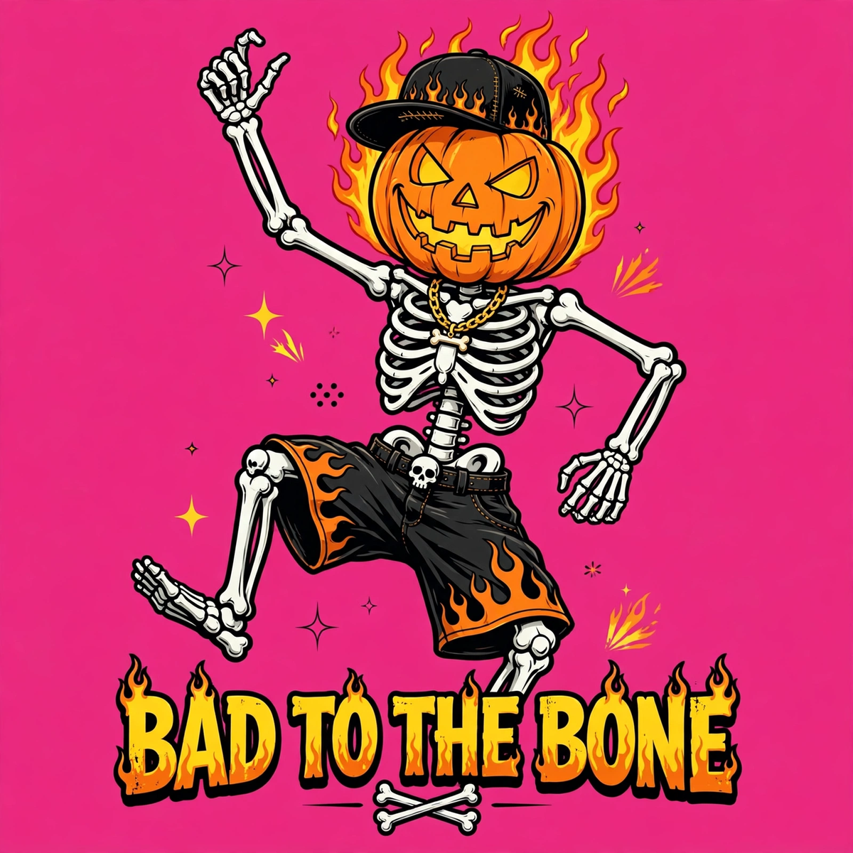 Bad to the Bone Sweatshirt - Dancing Skeleton Pumpkin Halloween Sweatshirt - design