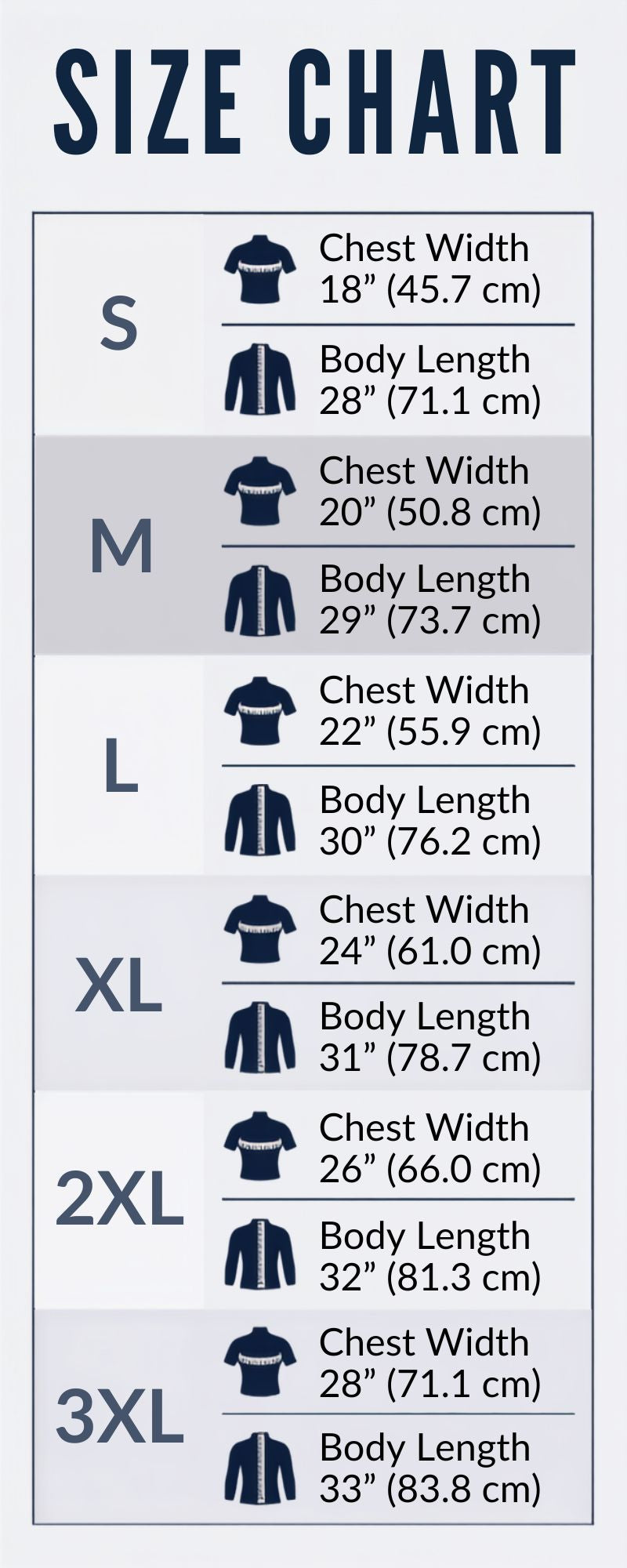 T-shirt size chart